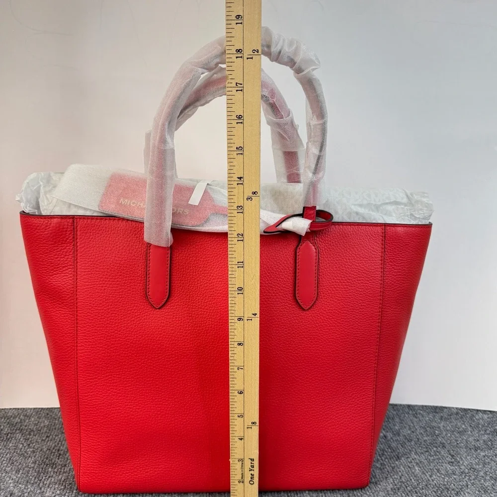 Michael Kors Large Tote Bag Red‎ Leather Double Handle Zip Top Shoulder Bag